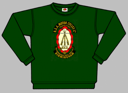 BSA 3 geweren logo op groene sweater.